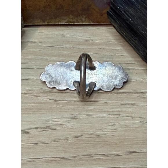 Vintage Inlay Turquoise Onyx Navajo Zuni Sterling Silver Statement Size 7 Ring - Picture 5 of 5